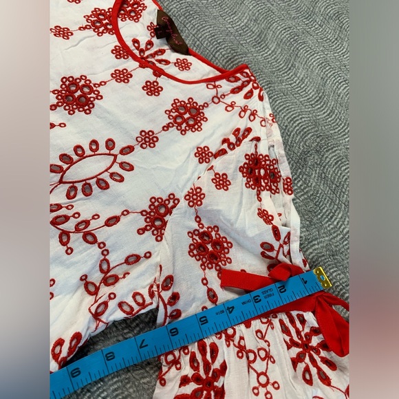 3/$10 Cocoplum Embroidered Eyelet Lined Cold Shoulder Flared Sleeve Blouse Top - Picture 11 of 14